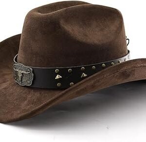 LIDHAY Cowboy Hat for Women Men with Shapeable Wide Brim Western Suede Hat for Cowboys and Cowgirls