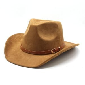 LIDHAY Wide Brim Felt Cowboy Hat for Women Men Western Suede Cowboy Cowgirl Hats
