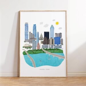 Lindsey Kay Collective Austin Skyline Art Print 12x16 | Wall Art | Illustration | Buildings | Downtown | Cityscape | Texas | Aesthetic | Poster | Wall Art | Gift | Gallery Grade...