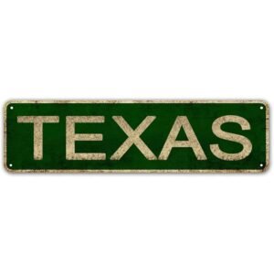 LINStore Texas Sign, America State Name Vintage Metal Tin Sign, Wall Decor for Office/Home/Classroom - Best Decor Gift Ideas for Women Men Friends 4x16 Inches