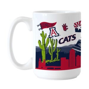 Logo Brands NCAA Native 15 oz Ceramic Coffee Mug - All Over Campus & Local Icons Design, Microwave Safe, Bold Team Colors- Gift For Alumni & Students