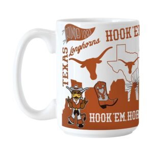 Logo Brands NCAA Native 15 oz Ceramic Coffee Mug - All Over Campus & Local Icons Design, Microwave Safe, Bold Team Colors- Gift For Alumni & Students