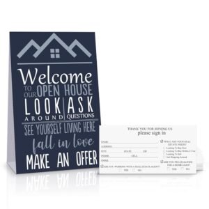 Marspark 100 Pieces Real Estate Agent Open House Sign 5.1 x 2.6 Inch Registry Visitor Sign in Cards Book Guest Registry 5.1 x 7.9 Inch Guest Display Cards for Agent Brokers...