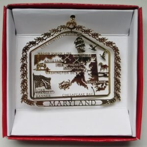 Maryland State Brass Christmas Ornament Souvenir Gift