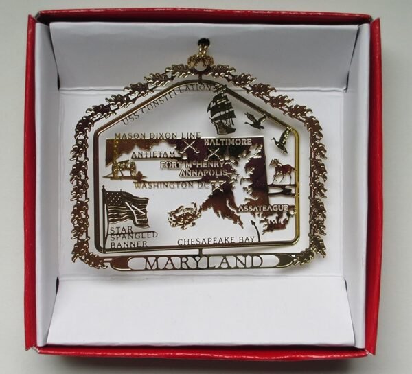 Maryland State Brass Christmas Ornament Souvenir Gift
