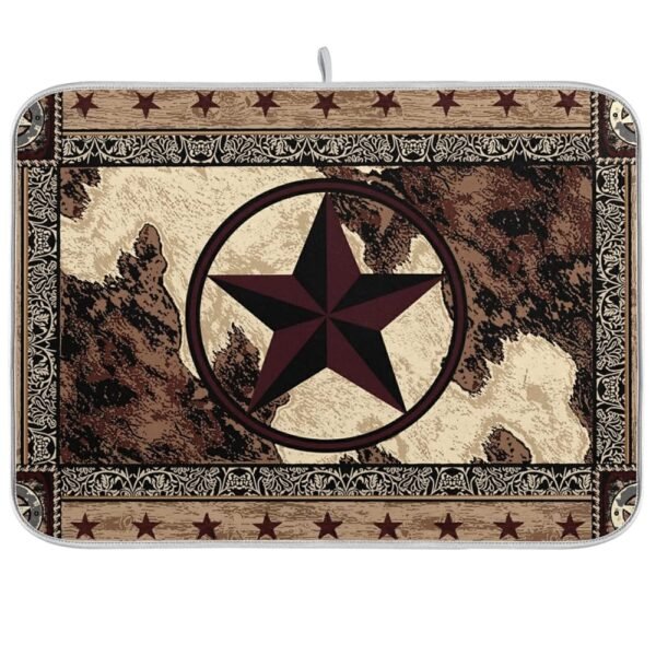 Microfiber Dish Drying Mat for Kitchen Counter,Western Texas Star Vintage Style Stars on Wood Panel Rustic Absorbent Reversible Dishes Drainer Mats Sinks Tableware Drying Pad...