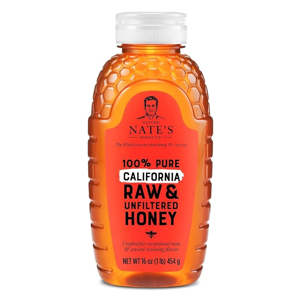 Nate's California 100% Pure, Raw & Unfiltered Honey - 16 oz. Squeeze Bottle - All-natural Sweetener