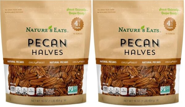 Nature's Eats Halves, Pecan, 16 Ounce (Pack of 2)