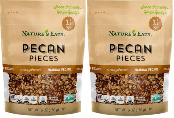 Nature's Eats Pecan Pieces, 6 Ounce (Pack of 2)