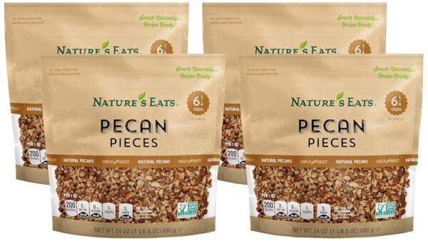 Nature's Eats Pecan Pieces, Natural, 24 Ounce (Pack of 4)