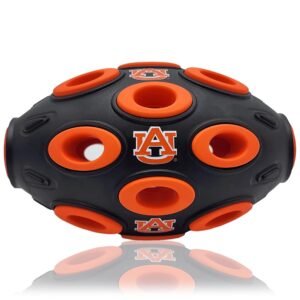 NCAA Auburn Tigers Football Treat Dispensing Toy for Dogs and Cats, Rubber Ball Dog Toy, Interactive Fun Dog Treat Toy, Natural Rubber Dog Feeding Toy