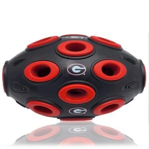 NCAA Georgia Bulldogs Football Treat Dispensing Toy for Dogs and Cats, Rubber Ball Dog Toy, Interactive Fun Dog Treat Toy, Natural Rubber Dog Feeding Toy