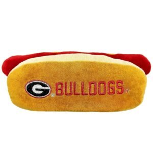 NCAA Georgia Bulldogs HOT Dog Plush Dog & CAT Squeak Toy- Cutest HOT-Dog Snack Plush Toy for Dogs & Cats with Inner Squeaker & Beautiful Football/Basketball Team Name/Logo