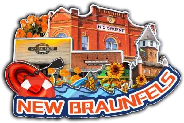 New Braunfels Texasl USA Magnet Fridge Magnet Wooden 3D Landmarks Travel Collectible Souvenirs Decoration Handmade -2205
