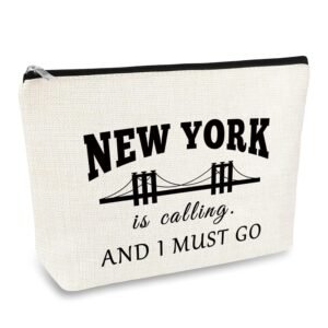 New York Travel Gift Makeup Bag NYC Gift for Girls Women Souvenir Zipper Cosmetic Bag New York City Themed Vacation Present Girls Trip Weekend Present Travel Toiletries Pouch