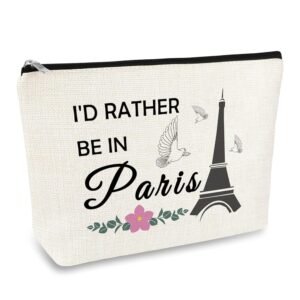 Paris Travel Gift French Theme Cosmetic Bag Paris Lover Gifts Paris Landmarks Gift Eiffel Tower Makeup Bag French Souvenirs Gifts Paris Trip Gifts for Girls Women Travel Make Up...