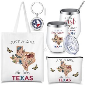 Paterr 4 Pcs City Gifts Souvenirs Texas Canvas Bag California Makeup Bag Italy 12oz Stainless Steel Tumbler with Lid Texas Keychain California Italy Lover Gifts Souvenirs for...