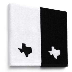 Peryiter 2 Pcs Texas Kitchen Towels Texas Souvenirs Gifts Cotton Black and White Embroidered 13.4 x 29.1'' Hand Towels for Kitchen Bathroom Dish Home