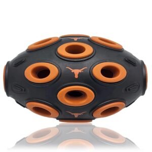 Pets First Texas Longhorns Football Treat Dispensing Toy - Interactive Fun with Natural Rubber, for Dogs and Cats (TX-3622)