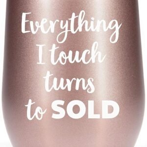 Realtor Gifts For Women Thank you Real Estate Agent Gift at Closing 12oz Wine Glass Tumbler Funny Coffee Mug
