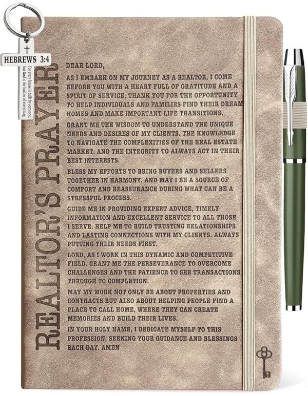 Realtor Gifts Men Women, Realtor Prayer Leather Journal 200 Pages Notebook A5 Lined with Pen, Gift for Real Estate Agent, Appreciation Thank You Gift for New Realtor Birthday...