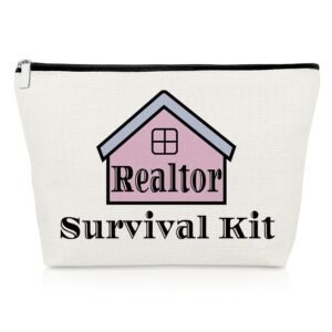 Realtor Makeup Bag Closing Gifts for Realtor Appreciation Gift for Broker Salesman Agent Real Estate Agent Gifts Cosmetic Bag Christmas Birthday Present for Realtors Friend...