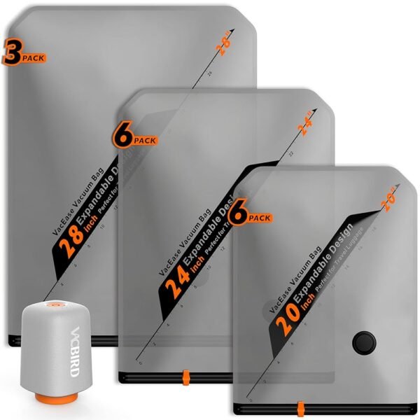 Rechargeable Wireless Pump Travel Storage Bags Set - 15 Pack Portable Space Saver Bags for Travel & Home - Vacuum Compression Packing Seal for Clothes, Blankets, Seasonal Storage