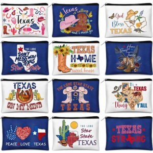 Reginary 12 Pcs City Souvenir Gifts Texas State Gifts Chicago City Souvenirs California Makeup Bag Paris San Francisco Alaska Zippered Cosmetic Bag for Women Traveler Souvenirs