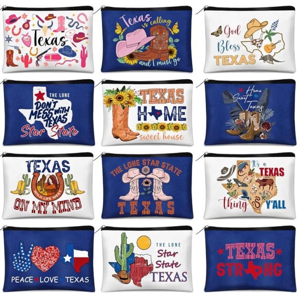 Reginary 12 Pcs City Souvenir Gifts Texas State Gifts Chicago City Souvenirs California Makeup Bag Paris San Francisco Alaska Zippered Cosmetic Bag for Women Traveler Souvenirs
