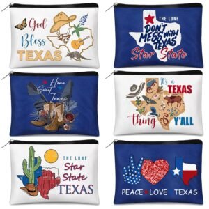 Reginary 6 Pcs Texas Cosmetic Bag Souvenir Gifts California Makeup Bag Florida Souvenir Gifts Zipper Pouch for Women Traveler Party Favors