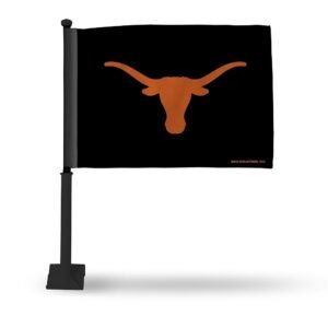 Rico Industries NCAA Texas Longhorns Exclusive Double Sided Double Sided Car Flag - 16" x 19" - Strong Pole that Hooks Onto Car/Truck/Automobile