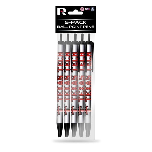 Rico Industries NFL 5-Pack Retractable Click Pens- Great Stocking Suffers and Party Favors (Texas Tech)