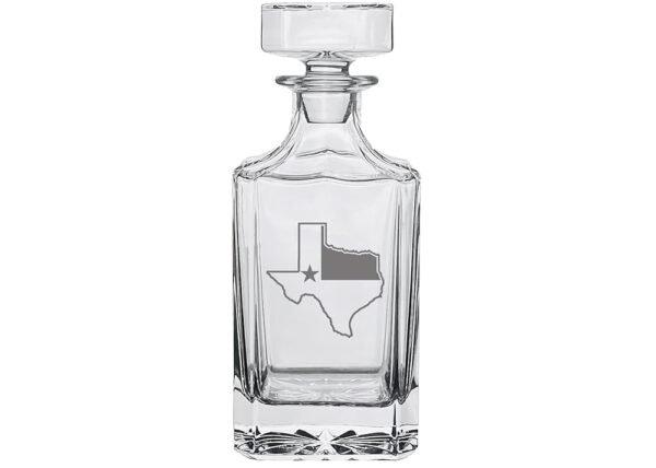 Rogue River Tactical Texas Flag State Outline Whiskey Decanter With Airtight Glass Stopper Custom Gift For Men Dad Veteran Father's Day Texan TX