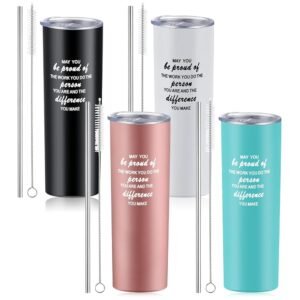 Rtteri 4 Pcs Employee Appreciation Gifts - 20 oz Stainless Steel Insulated Motivational Tumbler Travel Mugs for Men & Women (Colorful)