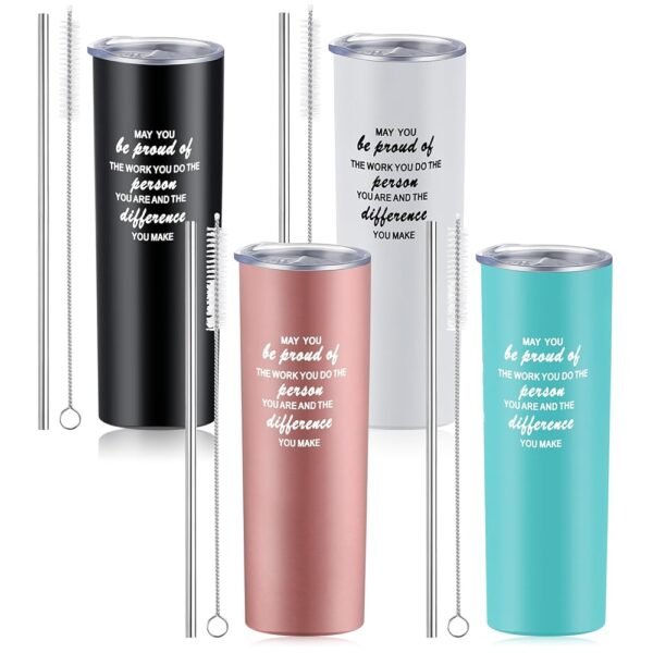 Rtteri 4 Pcs Employee Appreciation Gifts - 20 oz Stainless Steel Insulated Motivational Tumbler Travel Mugs for Men & Women (Colorful)