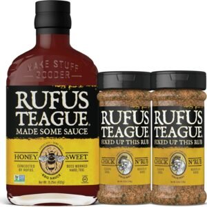 Rufus Teague Chick N' Rub and Honey Sweet BBQ Sauce Gift Bundle, 2 Pack 6.2oz Premium BBQ Rub and 15.25 oz Barbecue Sauce