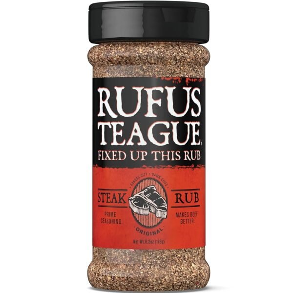 Rufus Teague Steak Rub, Premium Barbecue Seasoning & Dry Rub for Smoking and Grilling, Award-Winning Flavor for Steaks, Burgers & More, Gluten-Free, 6.2 oz