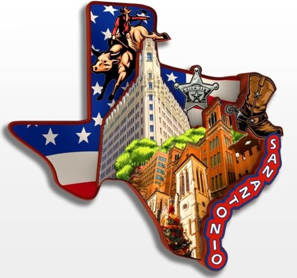 San Antonio Texas USA America Fridge Magnet Wooden Collection 3D Wood Handmade Travel City Souvenirs Refrigerator Magnet Home Decoration Gift -252