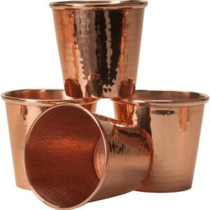 Sertodo Copper Apa Cup | Set of 4, 12 fl oz | Handcrafted, Durable, Artisan Quality Drinkware | Ayurvedic Beverage Serving | Elegant Kitchen & Barware