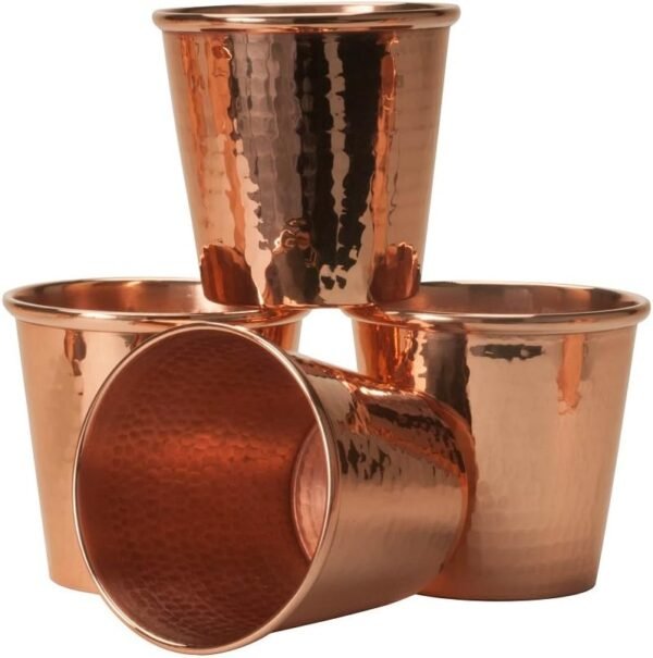 Sertodo Copper Apa Cup | Set of 4, 12 fl oz | Handcrafted, Durable, Artisan Quality Drinkware | Ayurvedic Beverage Serving | Elegant Kitchen & Barware