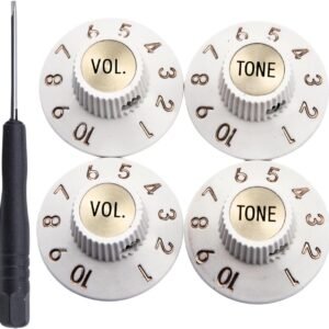 Set of 4 Witch Hat Knobs with Set Screw Guitar Bass Knobs 2 Volume 2 Tone Silver Gold Reflector and Screws Black Silver White for 72 Telecaster Custom or Guitar Amplifiers...