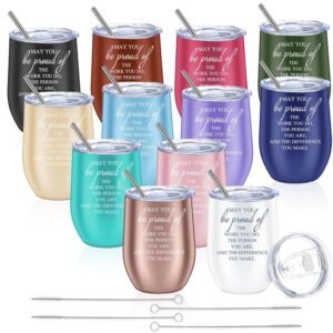 Sieral 12 Pcs Employee Appreciation Gifts Bulk for Women Men 12 oz Tumbler Stainless Steel Thank You Mug Gift for Vet Tech Week Halloween Party Coworkers Teachers Team Nurse(Be...
