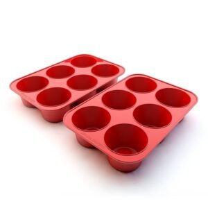 Silicone Texas Muffin Pan 6-Cups, Jumbo Muffin Pan Set of 2, BPA-Free Non-Stick Cupcake Maker, 10.75L x 7.5W for Baking