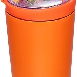 Snack tumbler with lid and straw, stainless steel insulated 2-in-1 travel coffee mug, water bottle with snack cup (Orange, 16 OZ)