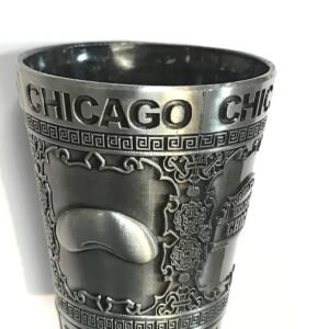 States Souvenir Metal Shot Glass Pewter Design - Texas Nashville Indiana Iowa ST. Louis Chicago Kentucky Ohio Illinois Collectible Metal Shot with Iconic Images (Chicago The...