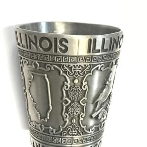 States Souvenir Metal Shot Glass Pewter Design - Texas Nashville Indiana Iowa ST. Louis Chicago Kentucky Ohio Illinois Collectible Metal Shot with Iconic Images (Illinois Land...