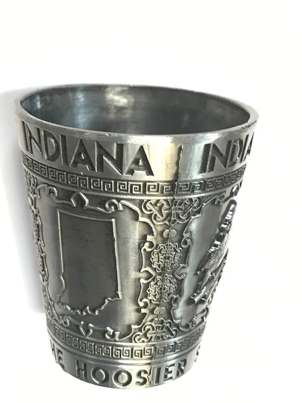 States Souvenir Metal Shot Glass Pewter Design - Texas Nashville Indiana Iowa ST. Louis Chicago Kentucky Ohio Illinois Collectible Metal Shot with Iconic Images (Indiana The...