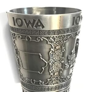 States Souvenir Metal Shot Glass Pewter Design - Texas Nashville Indiana Iowa ST. Louis Chicago Kentucky Ohio Illinois Collectible Metal Shot with Iconic Images (Iowa The...