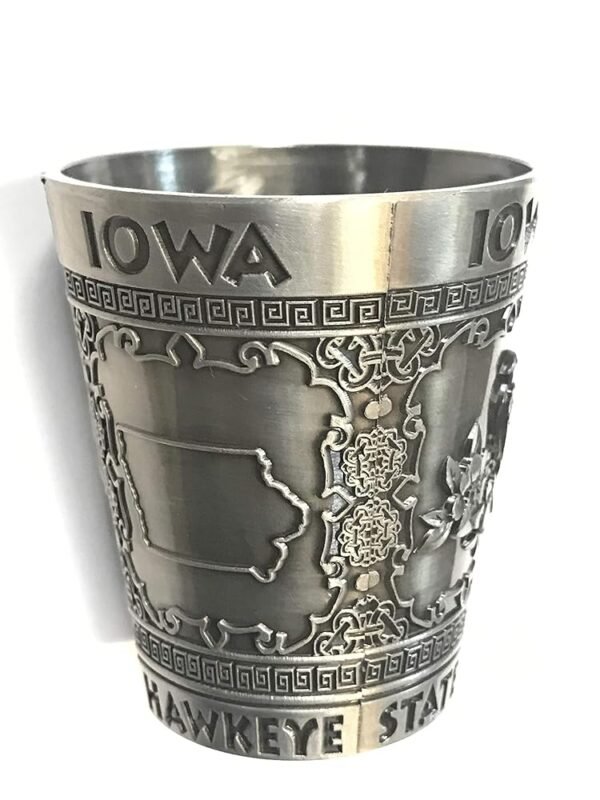 States Souvenir Metal Shot Glass Pewter Design - Texas Nashville Indiana Iowa ST. Louis Chicago Kentucky Ohio Illinois Collectible Metal Shot with Iconic Images (Iowa The...