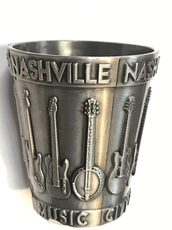 States Souvenir Metal Shot Glass Pewter Design - Texas Nashville Indiana Iowa ST. Louis Chicago Kentucky Ohio Illinois Collectible Metal Shot with Iconic Images (Nashville Music...